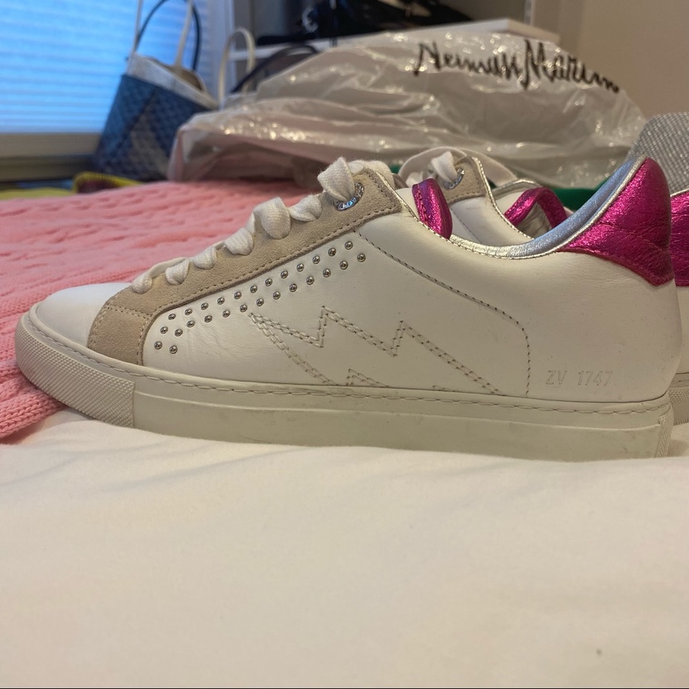 Zadig and Voltaire lighting bolt leather sneaker